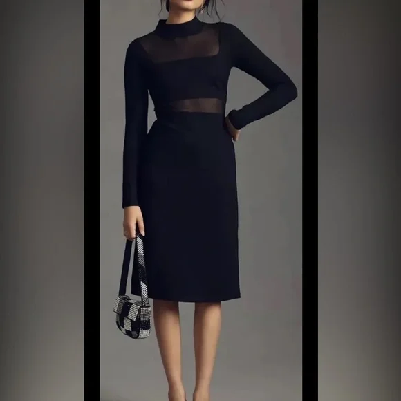 sheer side slit dress anthropologie Maeve Sheer Side-Slit Dress